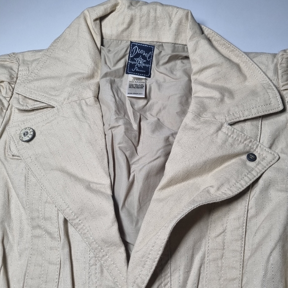Diesel Womens Bomber Jacket Small UK 8 Creame Designer Biker Vintage Sparkles. - Picture 2 of 9
